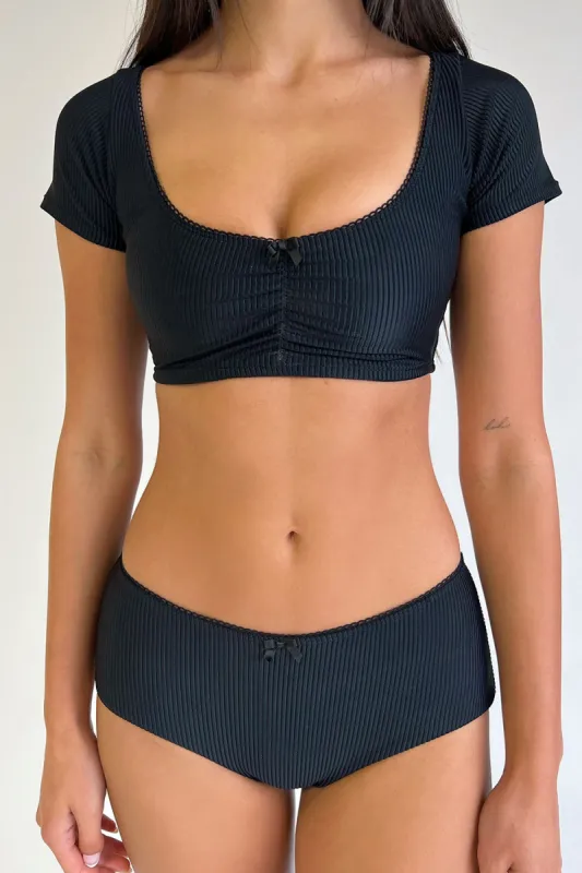 Nicolette Ribbed Bikini Top - Midnight sold by Frankie's Bikinis