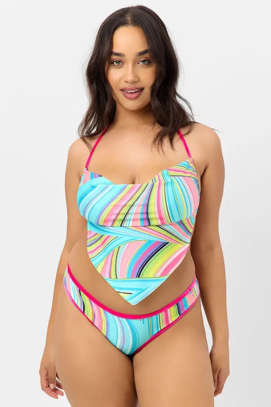 Indy Shine Halter Bikini Top - Rainbow Swirl - Extended sold by Frankie's Bikinis