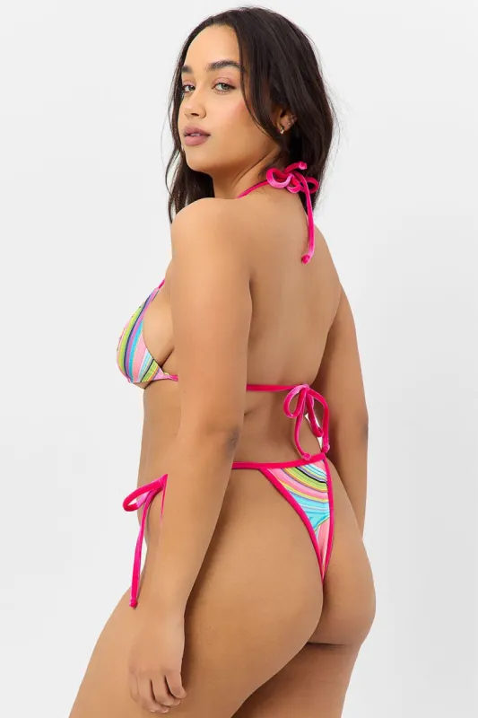 Hazel Shine String Bikini Bottom - Rainbow Swirl - Extended sold by Frankie's Bikinis