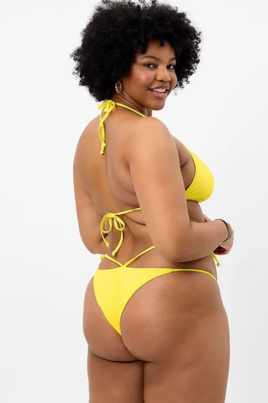 Halo Plissé String Bikini Bottom - Pina Colada - Extended sold by Frankie's Bikinis