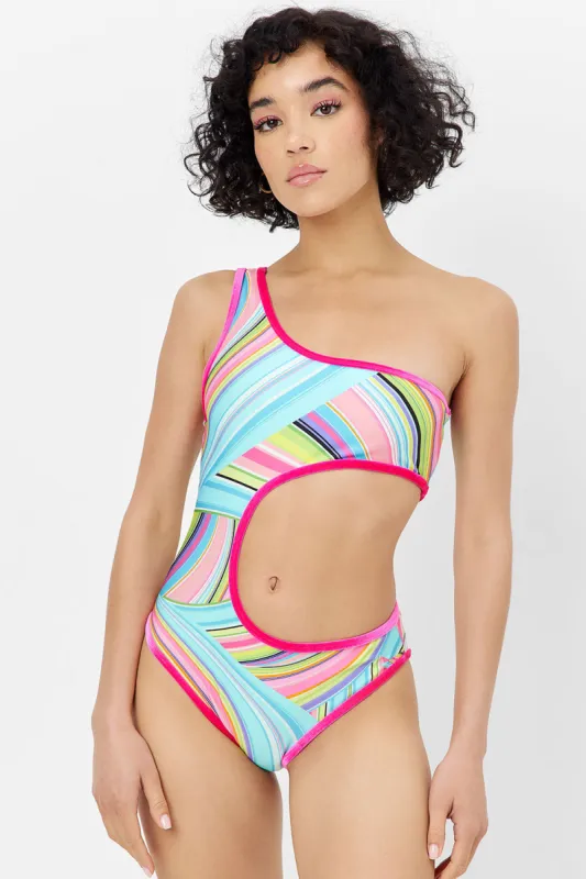 Cash Shine One Piece Swimsuit - Rainbow Swirl sold by Frankie's Bikinis