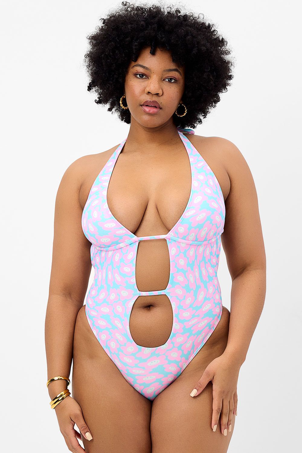 Paris Terry Halter One Piece Swimsuit - Daisy Dream - Extended sold by Frankie's Bikinis