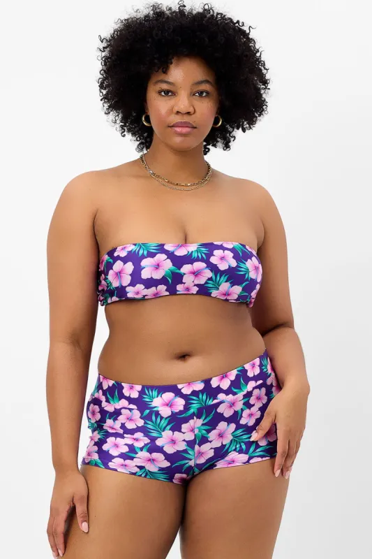 Jean Shine Bandeau Bikini Top - Purple Hibiscus - Extended sold by Frankie's Bikinis