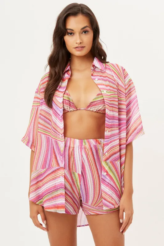 Fifi Sustainable Button Up Shirt - Dance Pink sold by Frankie's Bikinis