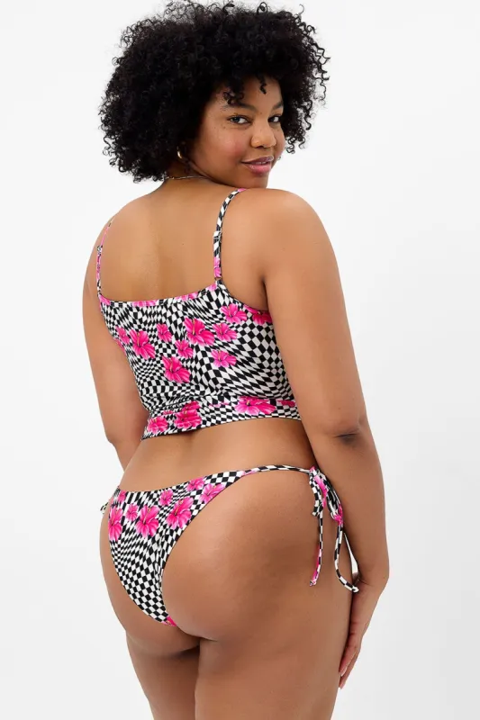 Keira Shine Cheeky Bikini Bottom - Black Morrison Hibiscus - Extended sold by Frankie's Bikinis