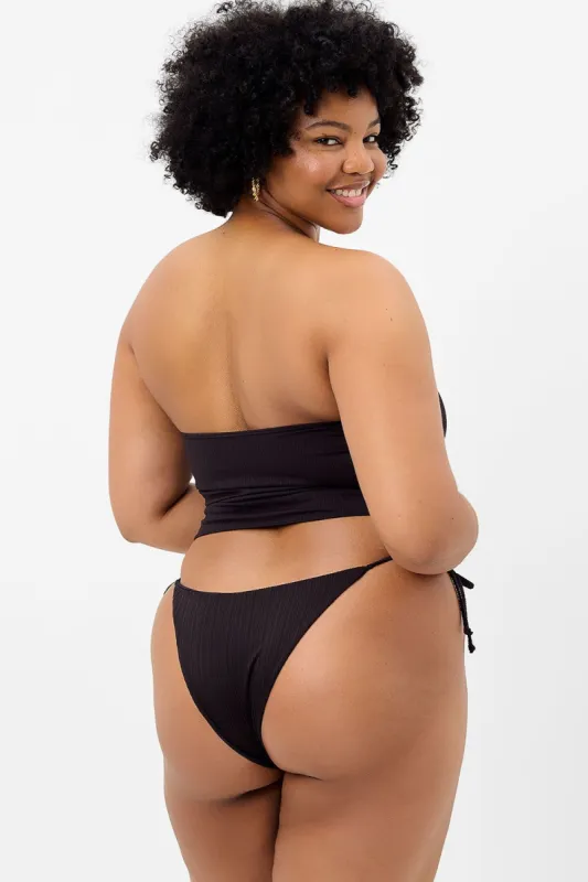 Keira Plissé Cheeky Bikini Bottom - Black - Extended sold by Frankie's Bikinis