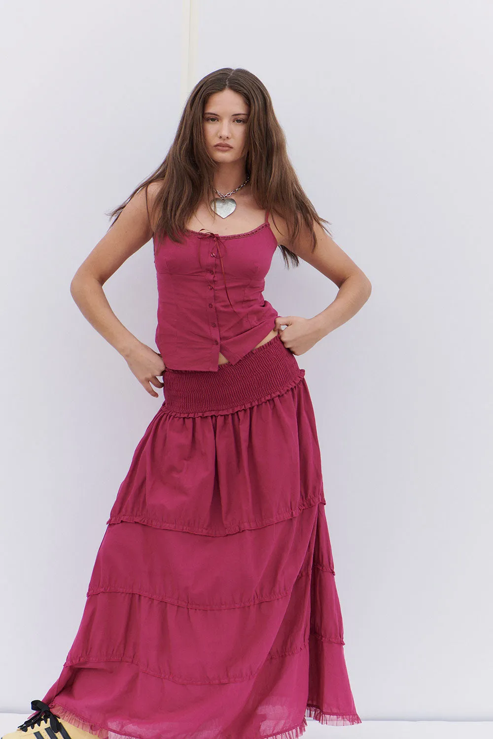 Evangelina Button Up Tank - Bordeaux sold by Frankie's Bikinis product image thumbnail 3