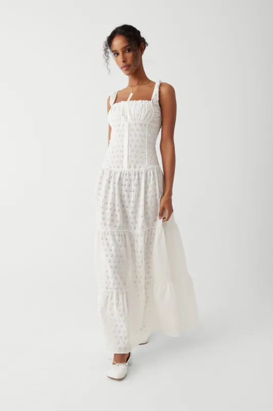 Christabelle Eyelet Maxi Dress - Angel's Wing sold by Frankie's Bikinis