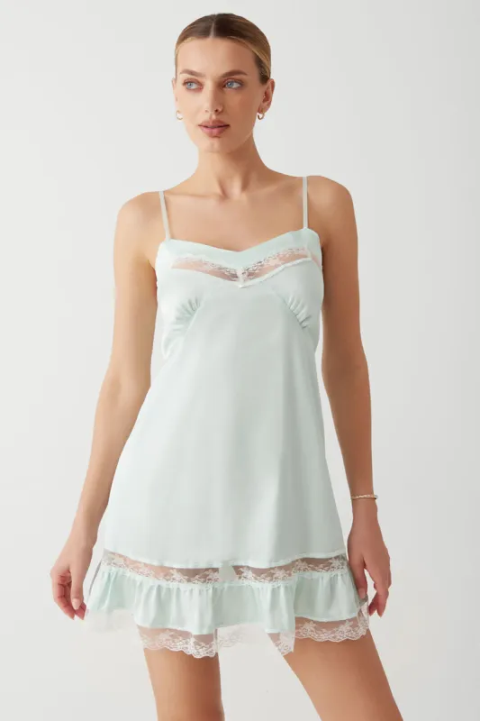 Carson Satin Mini Dress - Pistachio sold by Frankie's Bikinis