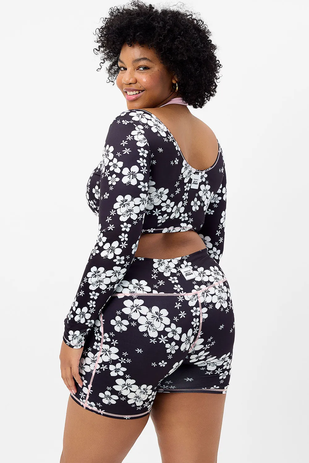 Speedy Long Sleeve Floral Crop Top - Plush Plumeria sold by Frankie's Bikinis product image thumbnail 4