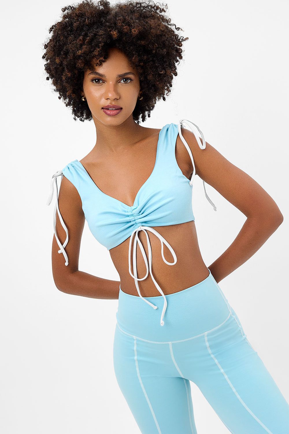Windy Ruched Crop Top - Baby Blue sold by Frankie's Bikinis product image thumbnail 2
