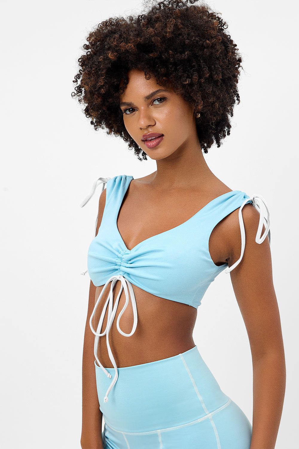 Windy Ruched Crop Top - Baby Blue sold by Frankie's Bikinis product image thumbnail 3