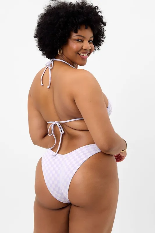 Enzo Checkered Cheeky Bikini Bottom - Purple Check - Extended sold by Frankie's Bikinis