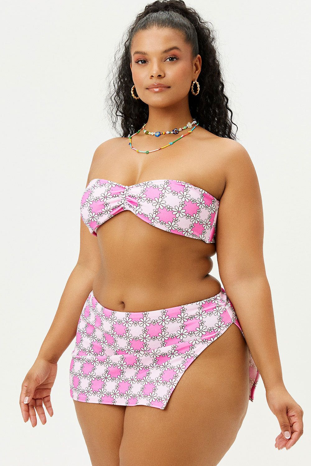 Jeanette Terry Strapless Bikini Top - Pink Daisy - Extended sold by Frankie's Bikinis product image thumbnail 2