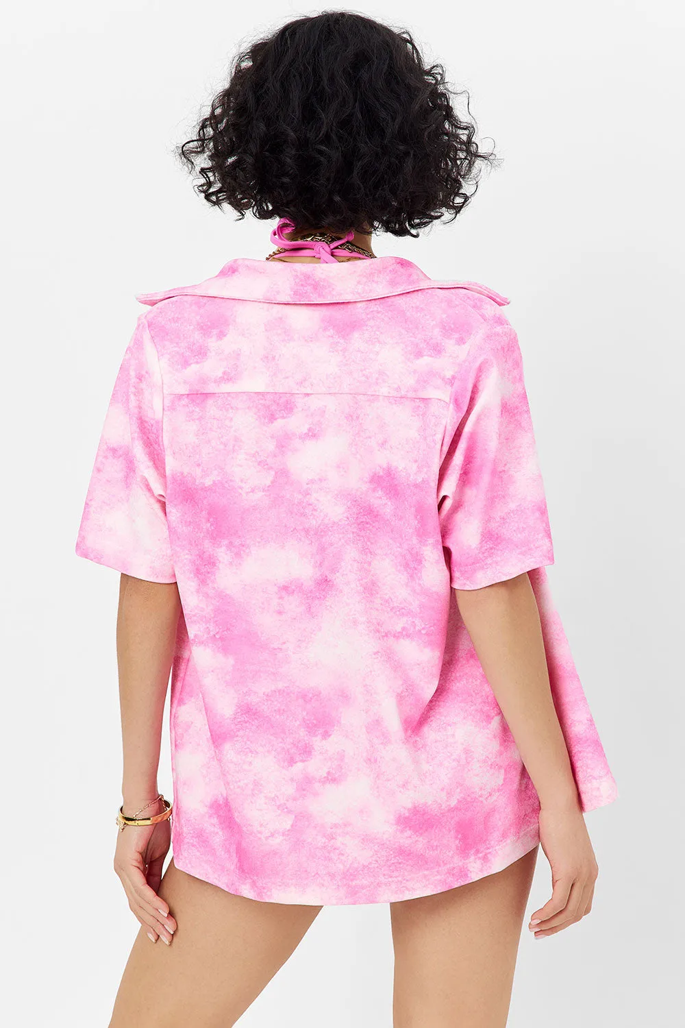 Hunter Terry Button Up Shirt - Distorted Pink Dye sold by Frankie's Bikinis product image thumbnail 3
