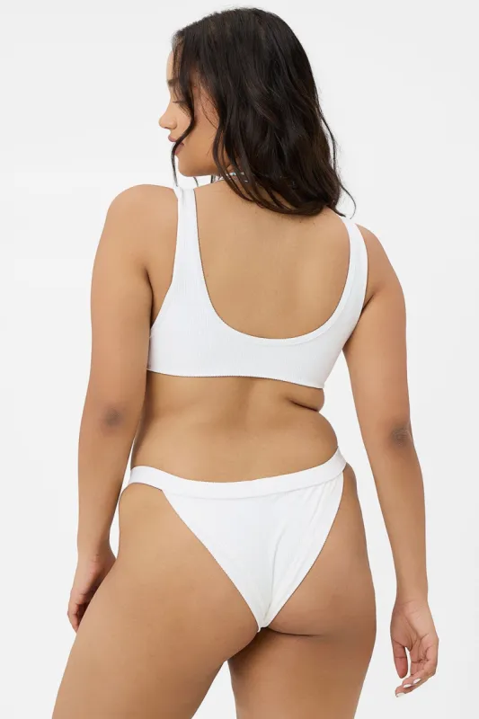 Cole Ribbed Cheeky Bikini Bottom - White - Extended sold by Frankie's Bikinis