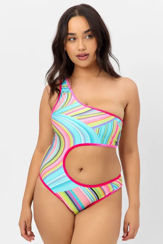 Cash Shine One Piece Swimsuit - Rainbow Swirl - Extended sold by Frankie's Bikinis