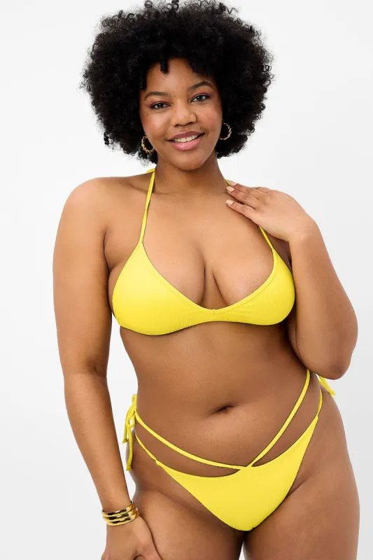 Boardwalk Plissé String Bikini Top - Pina Colada - Extended sold by Frankie's Bikinis