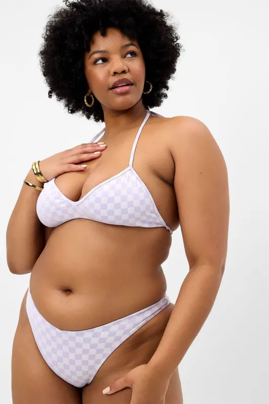 Boardwalk Checkered String Bikini Top - Purple Check - Extended sold by Frankie's Bikinis