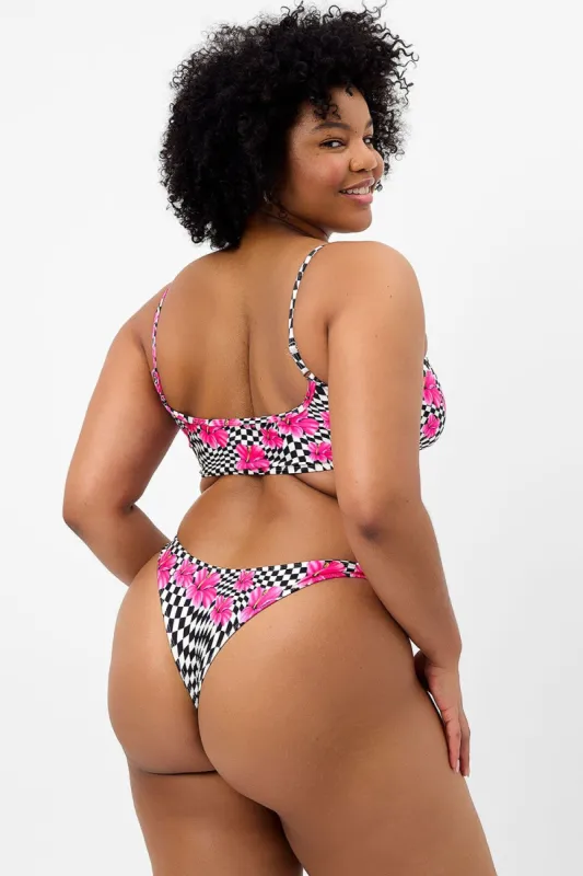 Boots Shine Skimpy Bikini Bottom - Black Morrison Hibiscus - Extended sold by Frankie's Bikinis