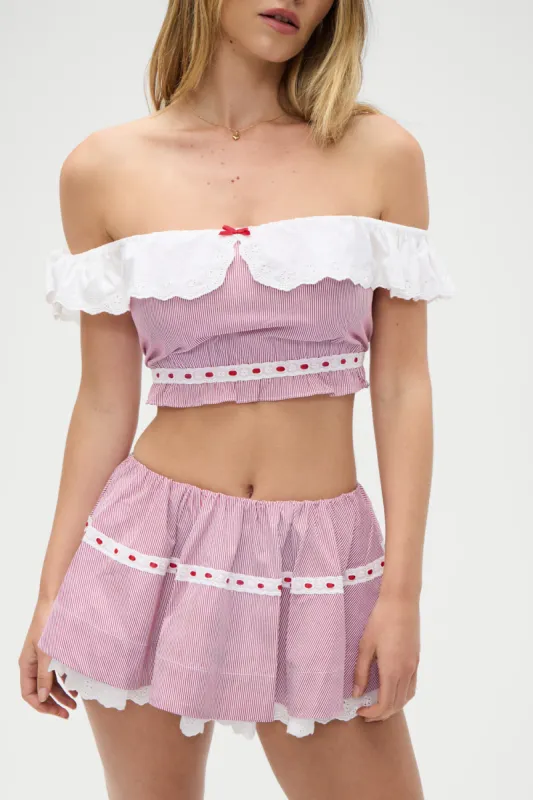 Darling Striped Cropped Shirt - Peppermint sold by Frankie's Bikinis