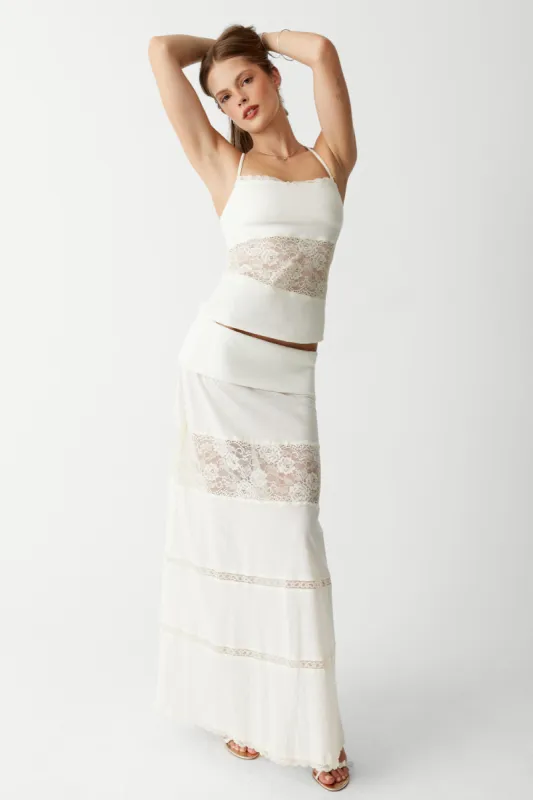 Memphis Lace Maxi Skirt - Porcelain sold by Frankie's Bikinis
