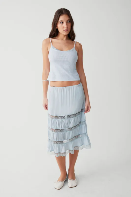 Solstice Midi Skirt - Blue Porcelain sold by Frankie's Bikinis