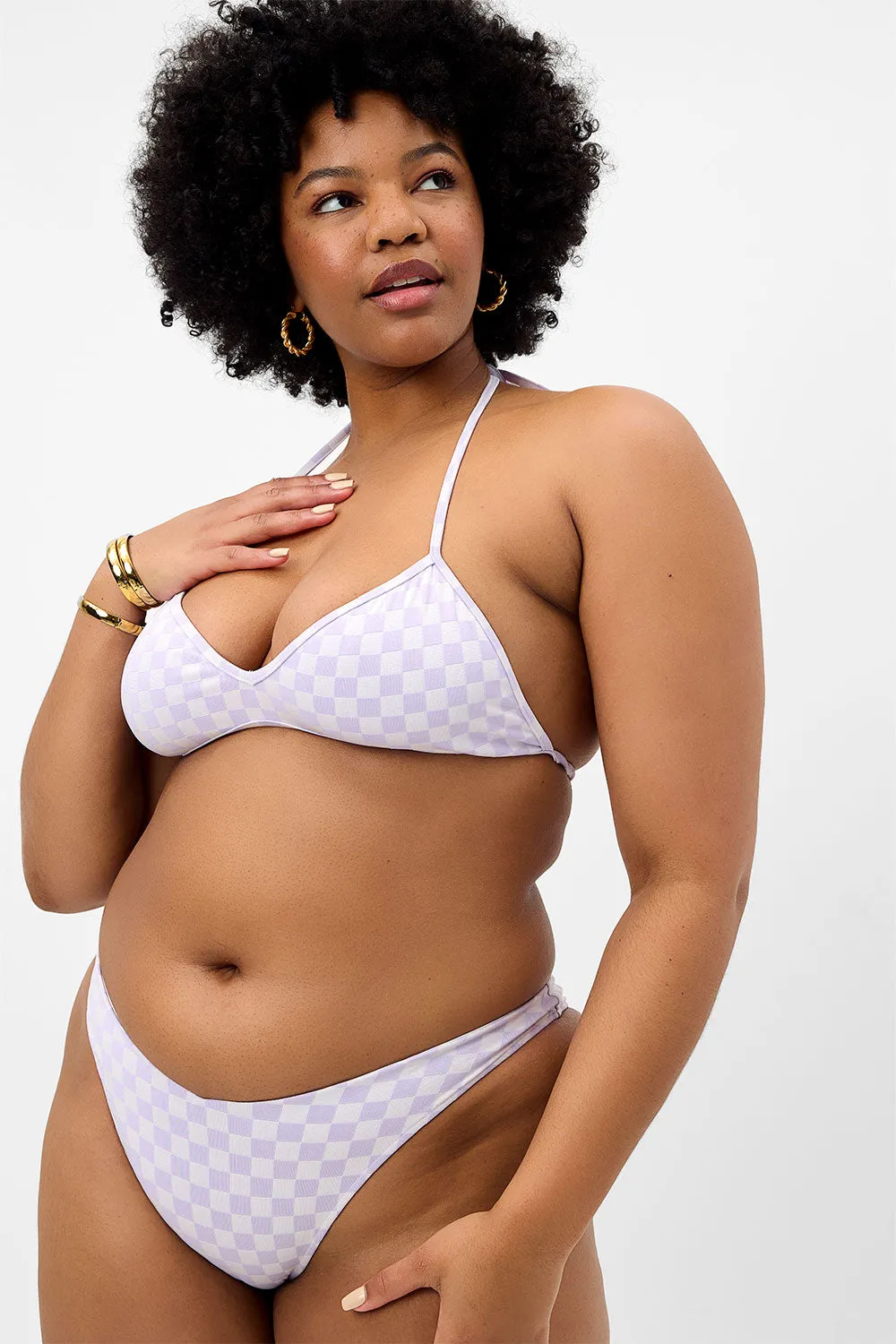 Enzo Checkered Cheeky Bikini Bottom - Purple Check sold by Frankie's Bikinis product image thumbnail 3