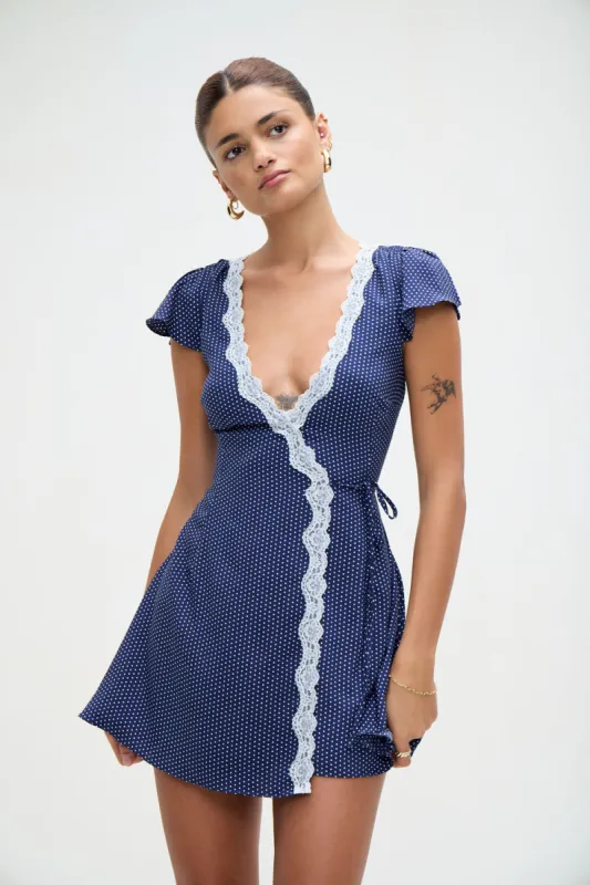 Lucy Wrap Mini Dress - Dotty sold by Frankie's Bikinis