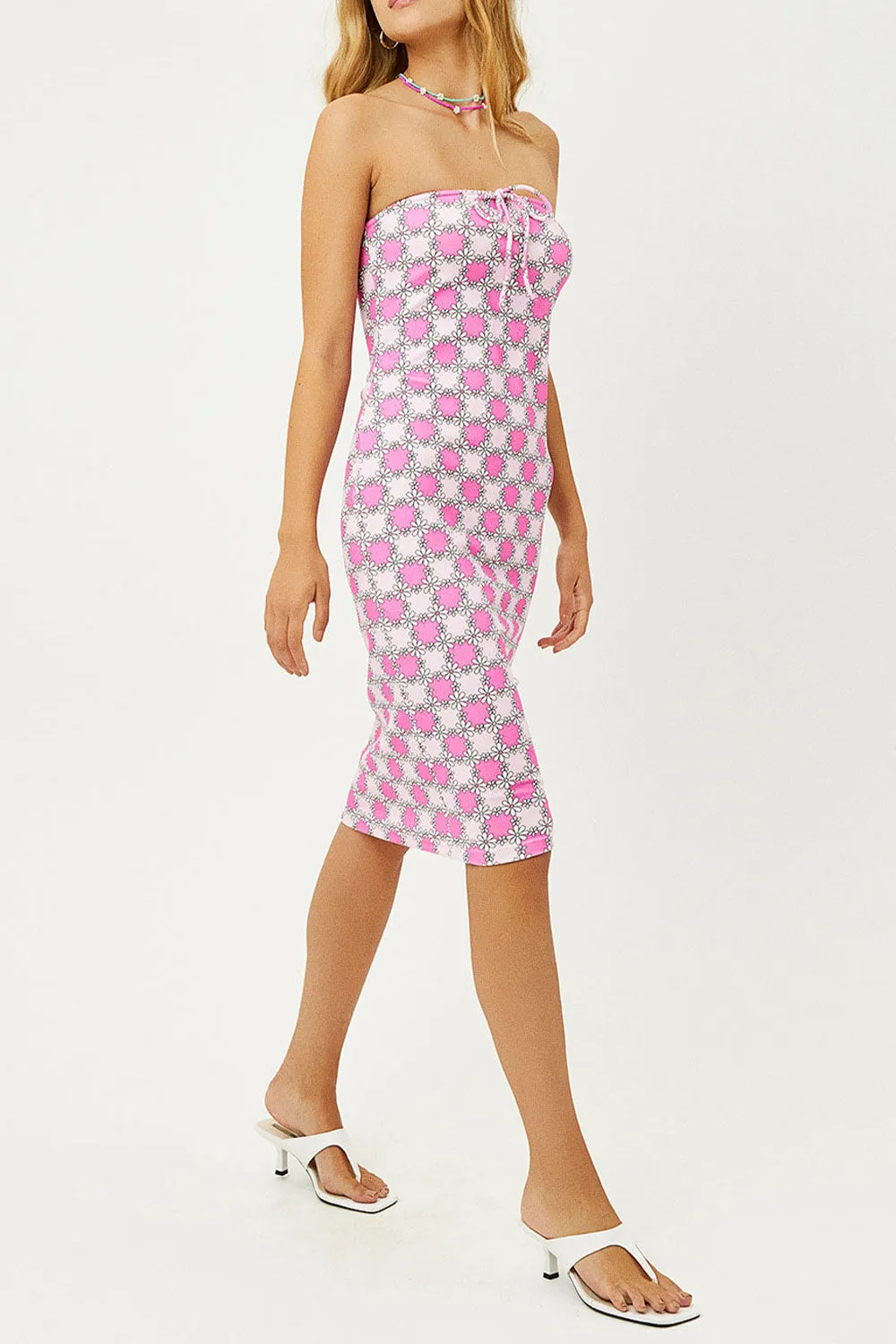 Hope Strapless Terry Dress - Pink Daisy sold by Frankie's Bikinis product image thumbnail 4