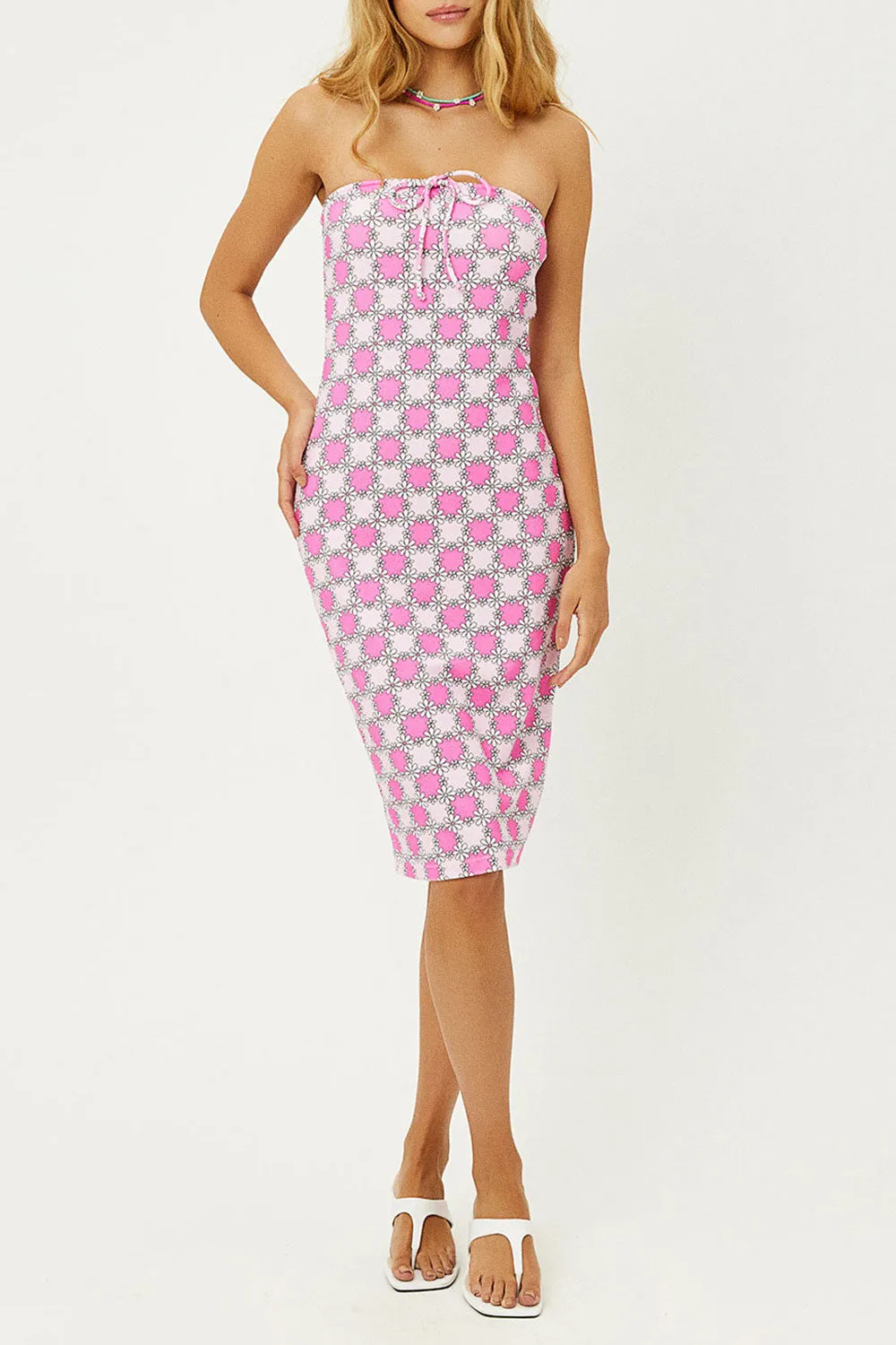 Hope Strapless Terry Dress - Pink Daisy sold by Frankie's Bikinis product image thumbnail 2