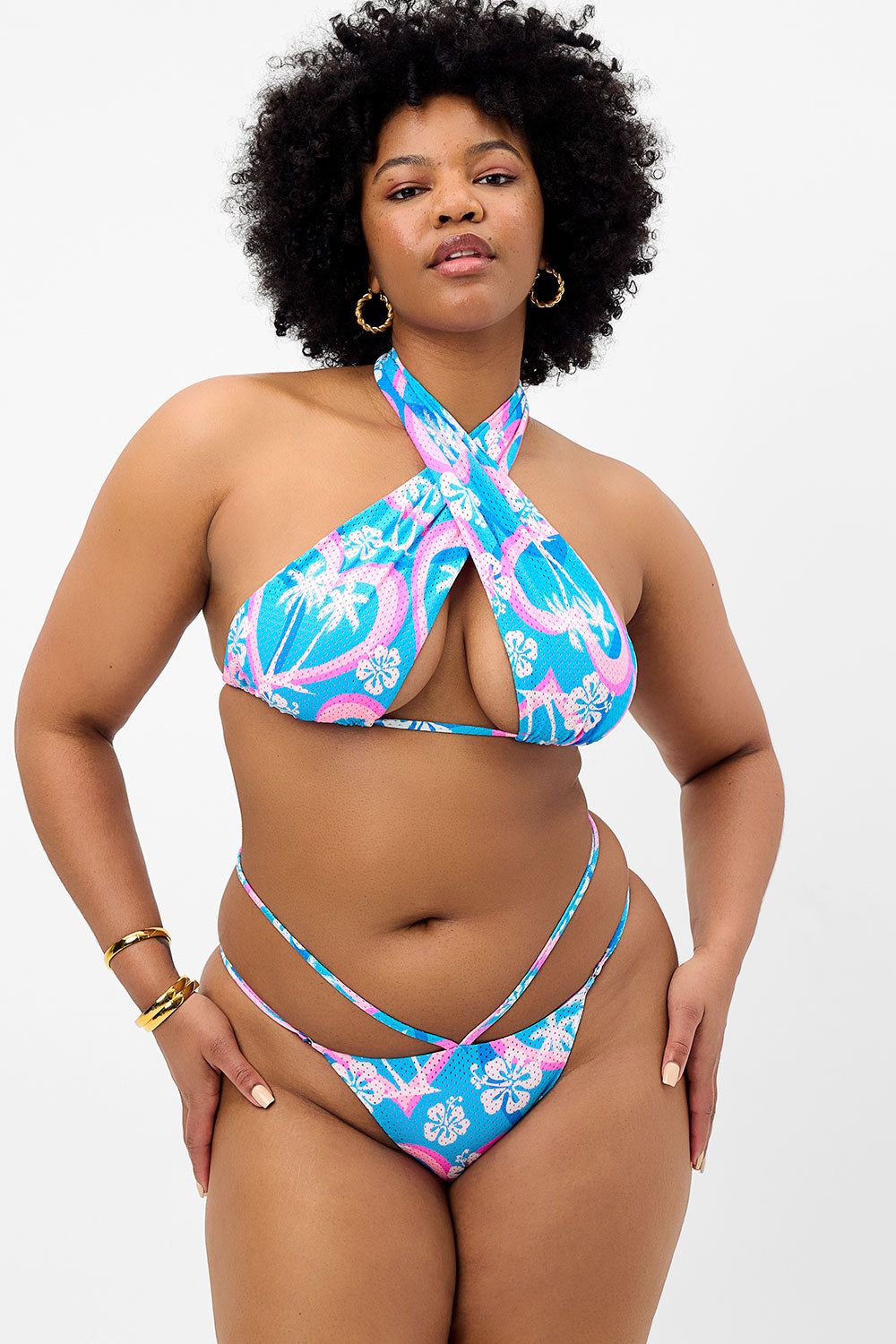 Layla Mesh String Bikini Bottom - Tropic Love - Extended sold by Frankie's Bikinis product image thumbnail 2