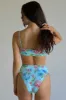 Jenna Floral High Waist Bikini Bottom - Blue Daiquiri sold by Frankie's Bikinis