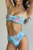 Jenna Floral High Waist Bikini Bottom - Blue Daiquiri sold by Frankie's Bikinis