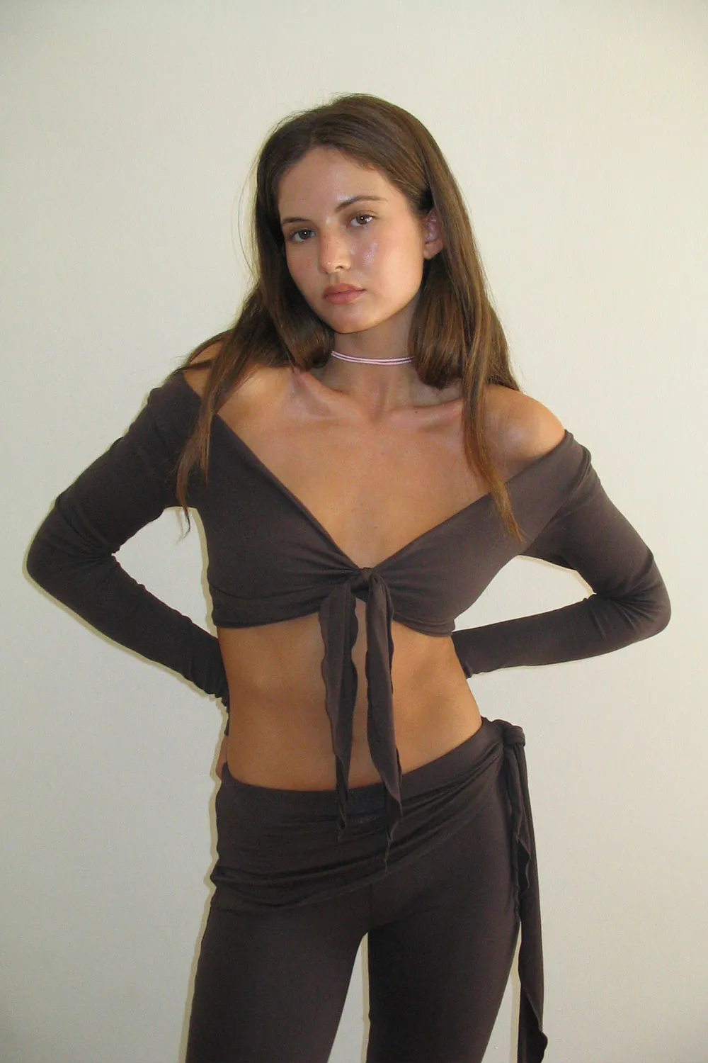 Astrid Mini Long Sleeve Crop Top - Creme Brulee sold by Frankie's Bikinis product image thumbnail 3