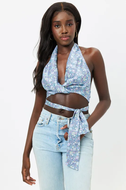 Matilda Silk Wrap Crop Top - Springtime sold by Frankie's Bikinis