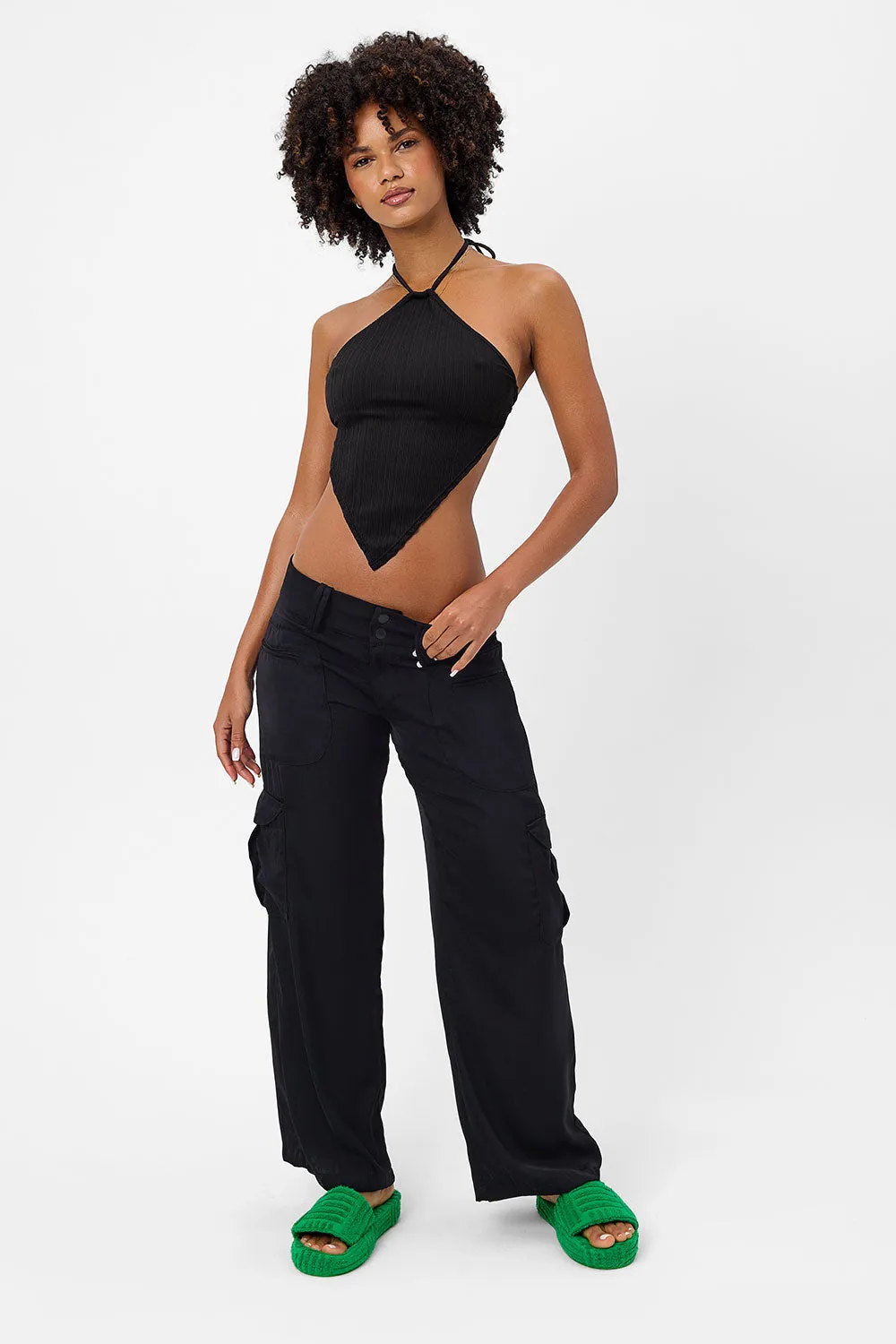 Chilli Satin Cargo Pant - Black sold by Frankie's Bikinis product image thumbnail 3