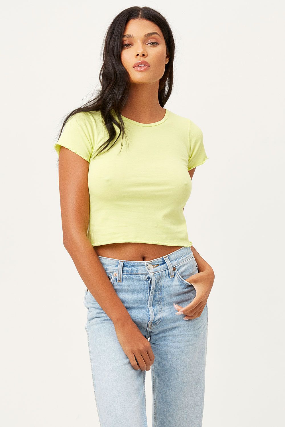 Baby Tee High Neck Crop Top - Lemonade sold by Frankie's Bikinis