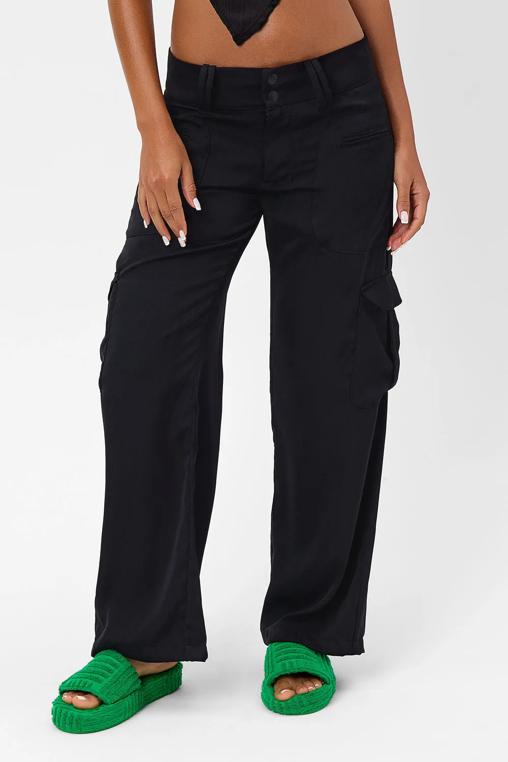 Chilli Satin Cargo Pant - Black sold by Frankie's Bikinis