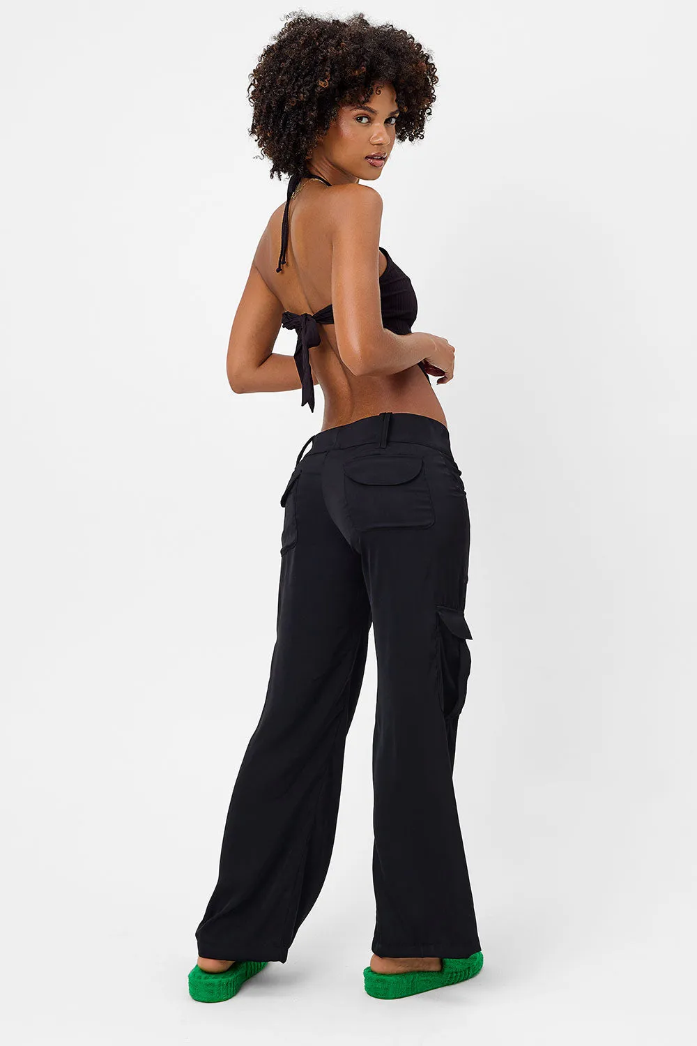 Chilli Satin Cargo Pant - Black sold by Frankie's Bikinis product image thumbnail 2