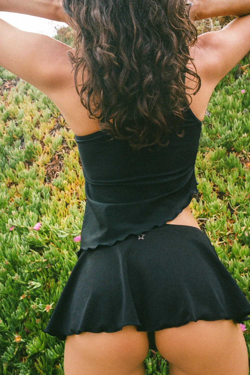 Izabella Shine Swim Skirt Bikini Bottom - Black sold by Frankie's Bikinis