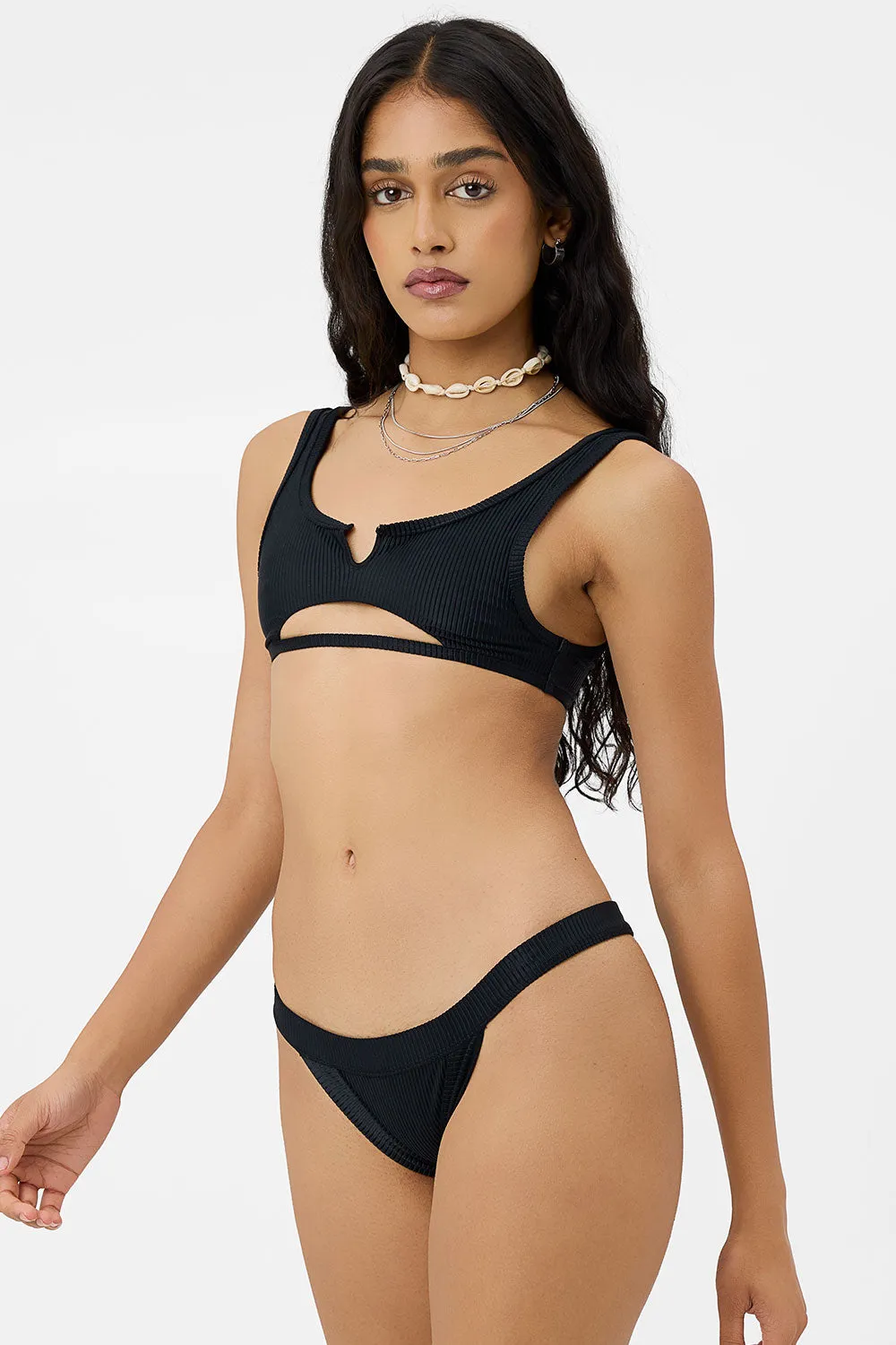 Cole Ribbed Cheeky Bikini Bottom - Black sold by Frankie's Bikinis product image thumbnail 4