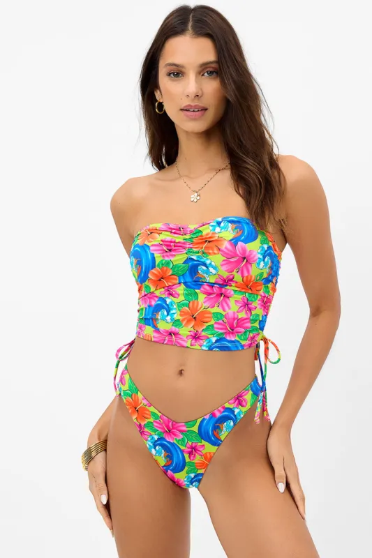 Paloma Floral Strapless Bikini Top - Neon Surfer sold by Frankie's Bikinis