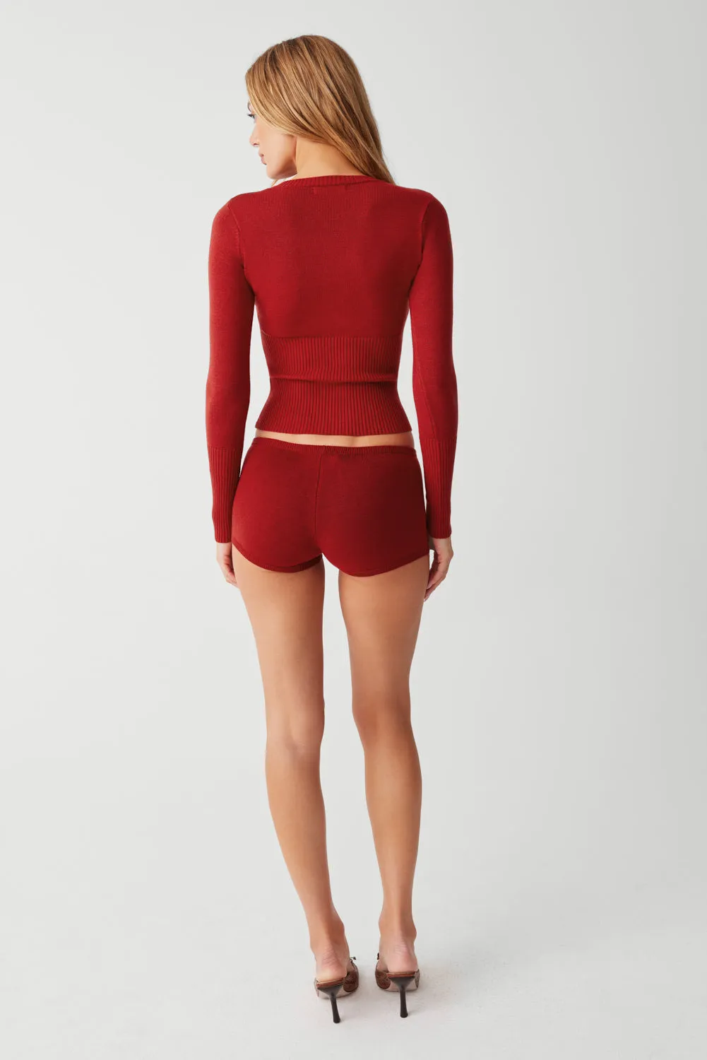 Lenon Cloud Knit Button Up Cardigan - Red Velvet sold by Frankie's Bikinis product image thumbnail 3