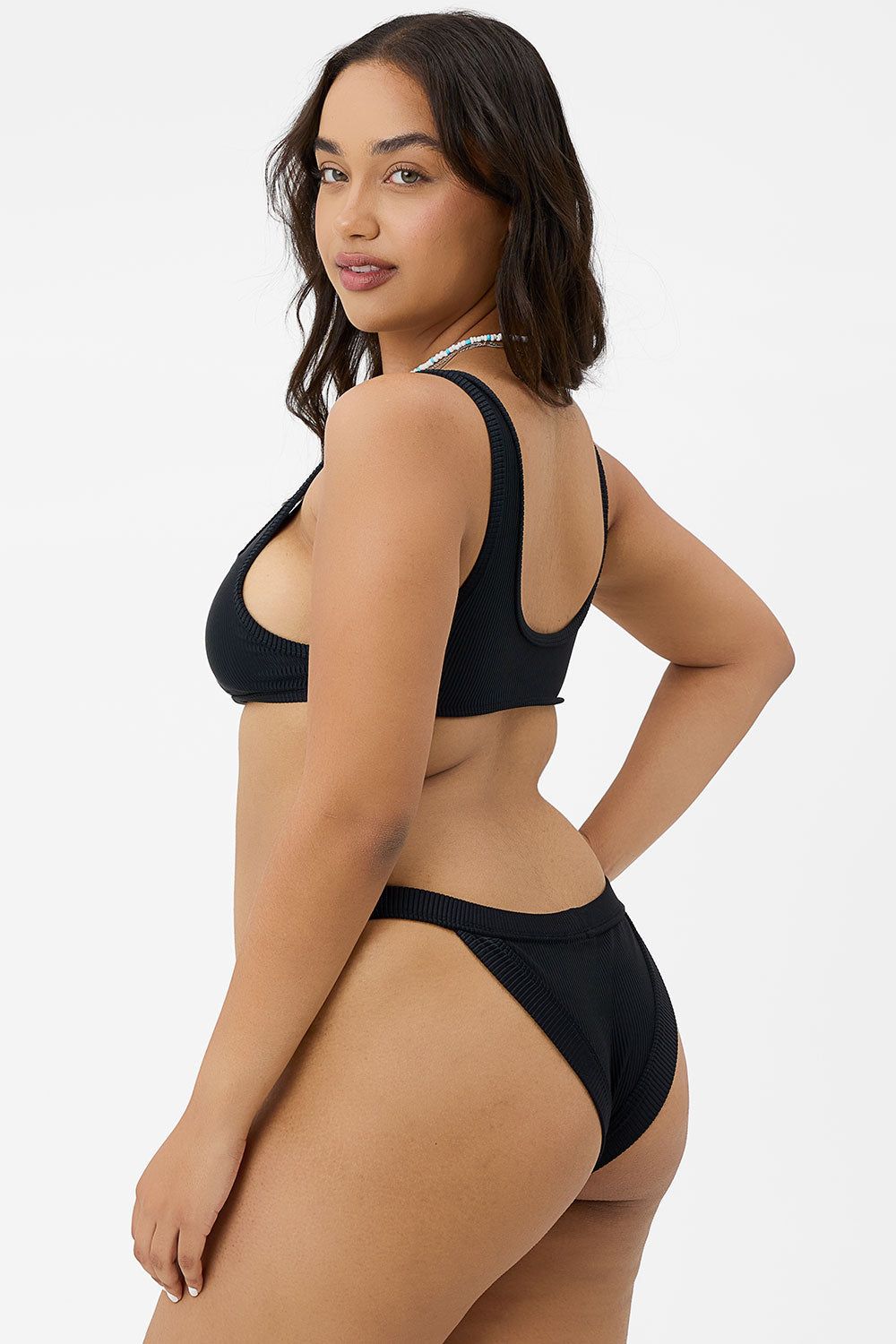Cole Ribbed Cheeky Bikini Bottom - Black - Extended sold by Frankie's Bikinis