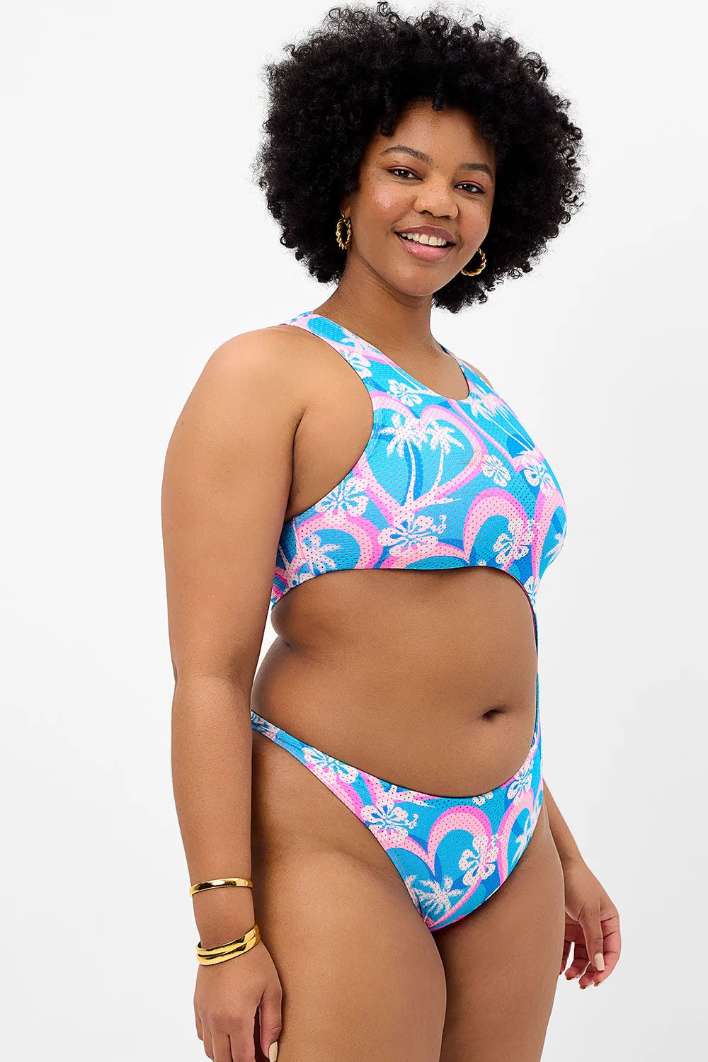 Mel Mesh High Neck One Piece Swimsuit - Tropic Love sold by Frankie's Bikinis product image thumbnail 3