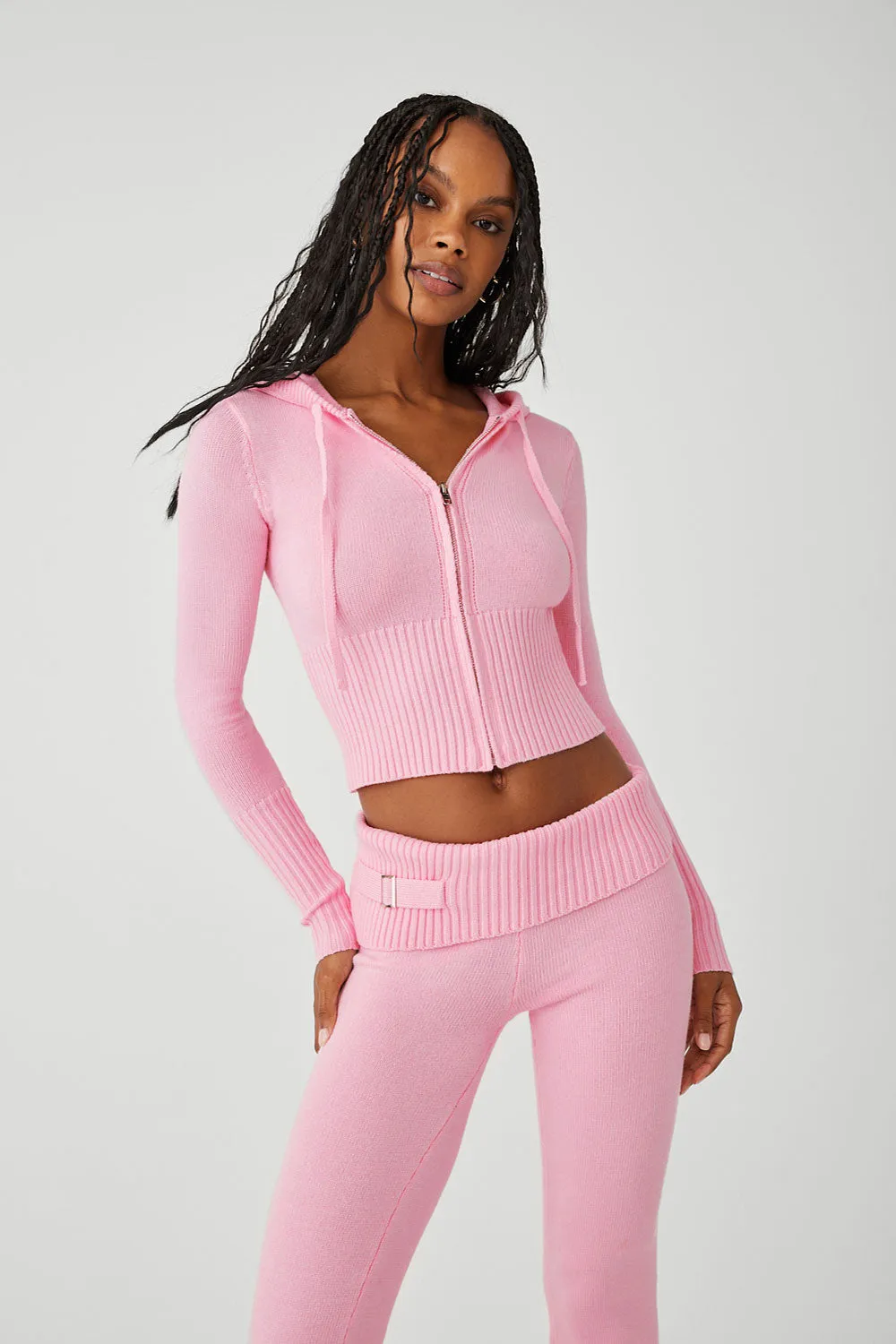 Aimee Cloud Knit Zip Up Hoodie - Valentine Pink sold by Frankie's Bikinis product image thumbnail 5