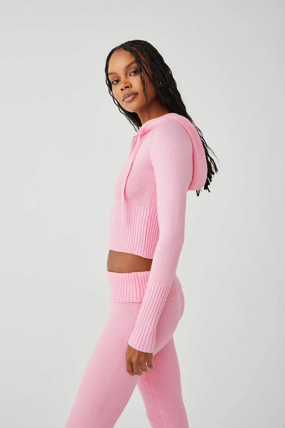 Aimee Cloud Knit Zip Up Hoodie - Valentine Pink sold by Frankie's Bikinis product image thumbnail 3