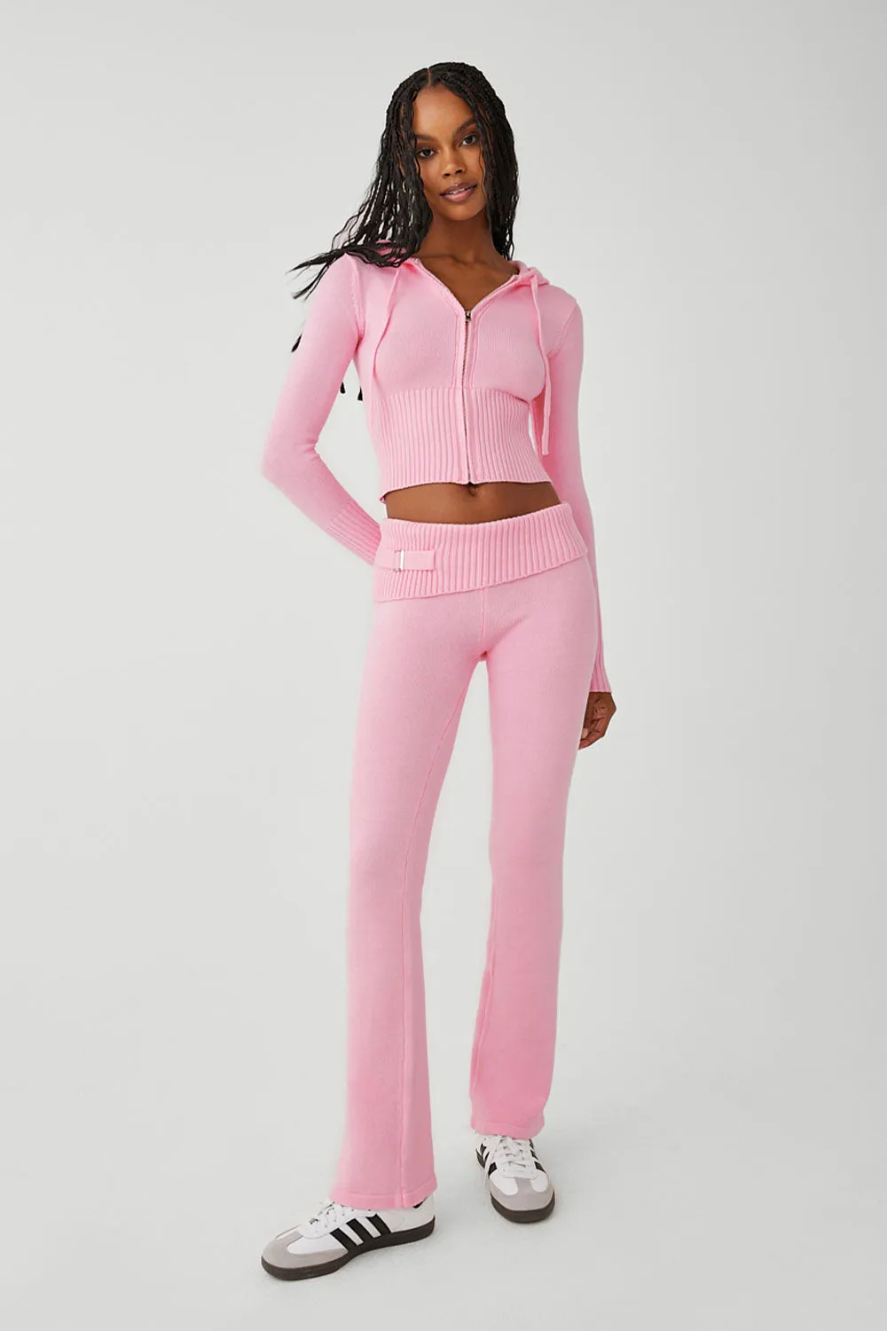 Aimee Cloud Knit Zip Up Hoodie - Valentine Pink sold by Frankie's Bikinis product image thumbnail 4