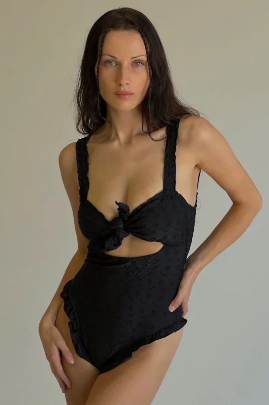 Lucia Eyelet Cut Out One Piece Swimsuit - Black sold by Frankie's Bikinis